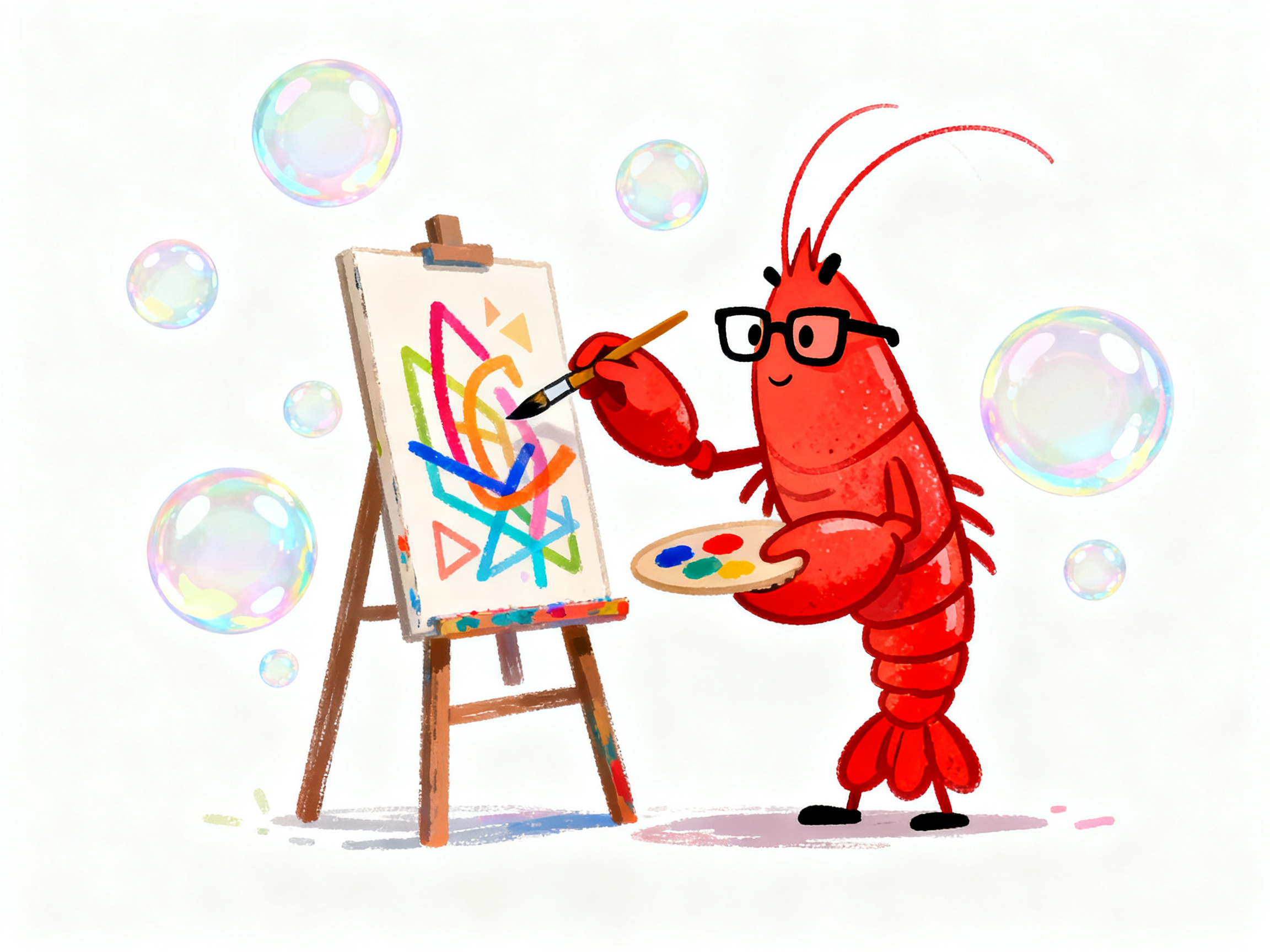 龙虾作画不署名